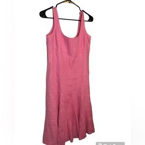 Lauren Ralph Lauren Barbiecore Pink 100%  Linen Midi Dress Women Barbie